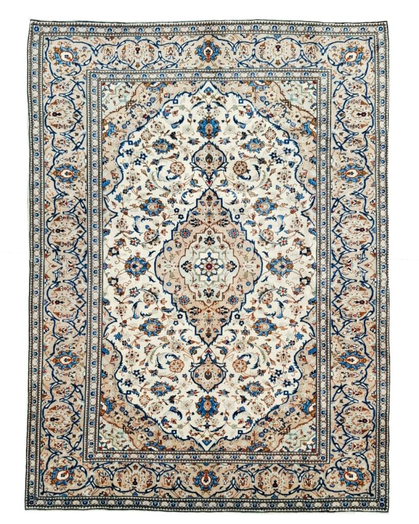 1096-Preloved-Mianfarsh-3.5-x-2.5-Handknotted-Ardakan-carpet-in-Cream